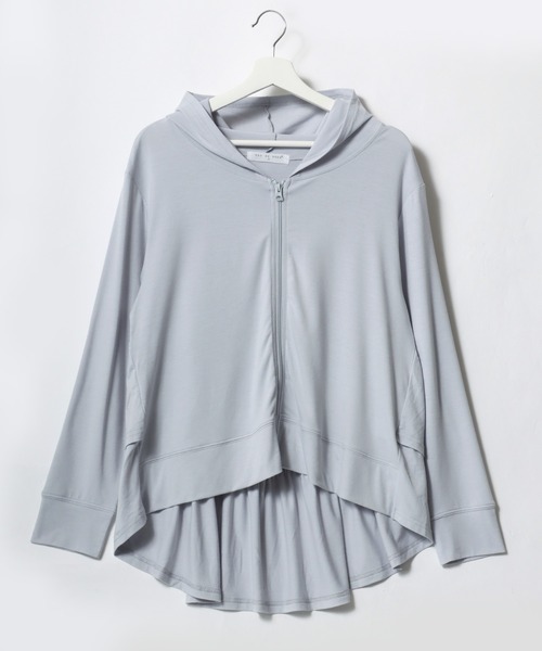 Salong hameu(サロン ハミュー)の「UVカット加工・接触冷感・吸汗速乾・ストレッチ バックフリル ジップアップパーカー レディース/UVパーカー(パーカー・レディース・アイボリー/サックスブルー/ブラック/ベージュ・M/L)」の8枚目の写真