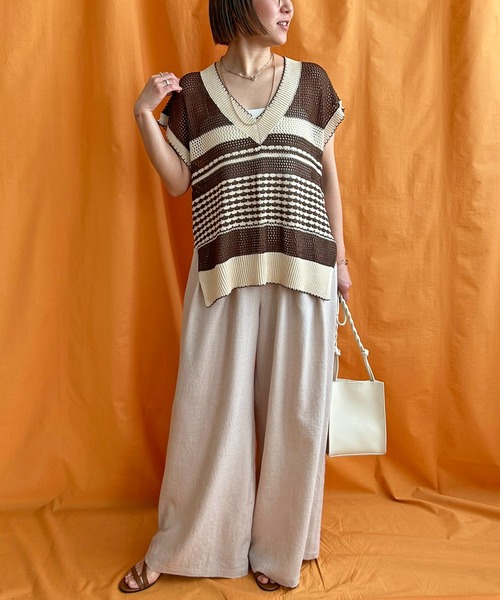 新品　エイミーロウ　布帛MIXメッシュニットブルゾン ADAM ET ROPÉ FEMME(アダム エ ロペ ファム) / 【WEB限定