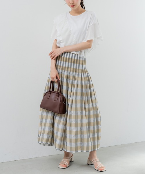 ANNA LUNA(アンナルナ)の「【ANNA LUNA】甘すぎない 大人 の フリル Tシャツ(Tシャツ/カットソー・レディース・ブラック/オフホワイト・MEDIUM)」の13枚目の写真