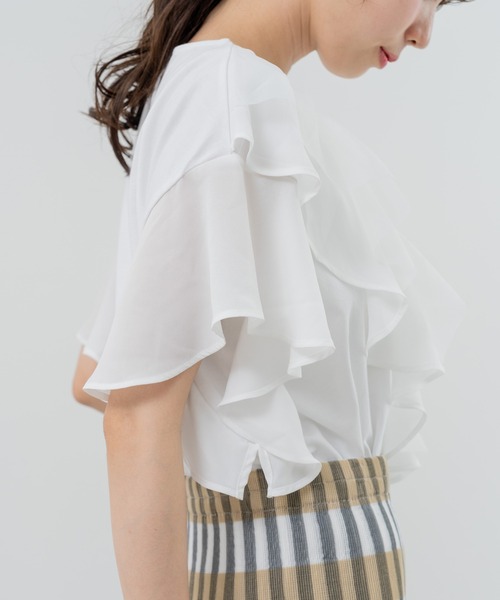 ANNA LUNA(アンナルナ)の「【ANNA LUNA】甘すぎない 大人 の フリル Tシャツ(Tシャツ/カットソー・レディース・ブラック/オフホワイト・MEDIUM)」の17枚目の写真