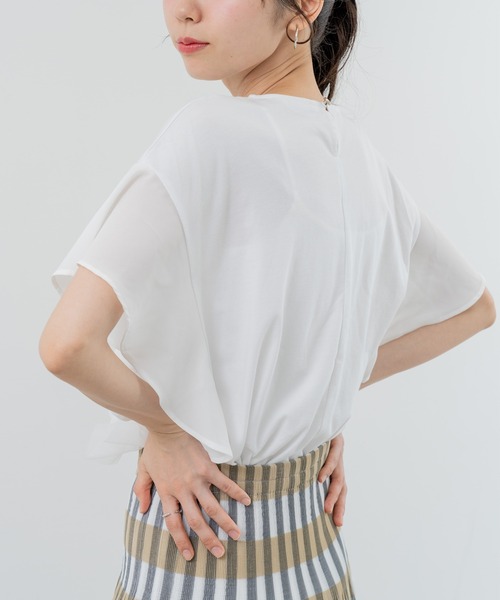 ANNA LUNA(アンナルナ)の「【ANNA LUNA】甘すぎない 大人 の フリル Tシャツ(Tシャツ/カットソー・レディース・ブラック/オフホワイト・MEDIUM)」の5枚目の写真