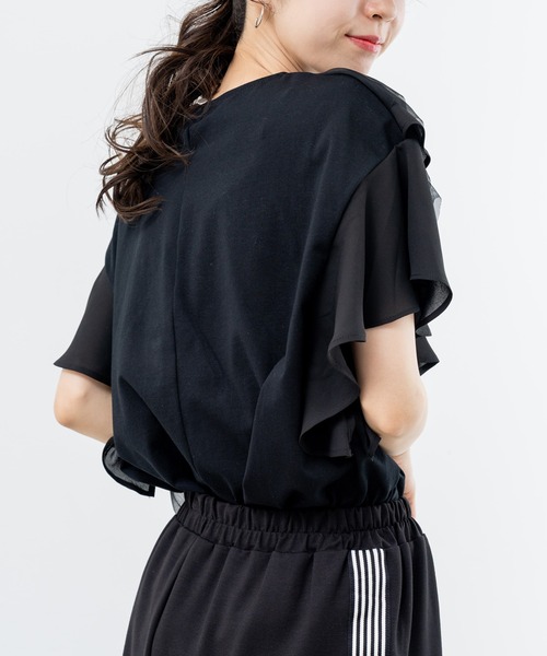 ANNA LUNA(アンナルナ)の「【ANNA LUNA】甘すぎない 大人 の フリル Tシャツ(Tシャツ/カットソー・レディース・ブラック/オフホワイト・MEDIUM)」の10枚目の写真