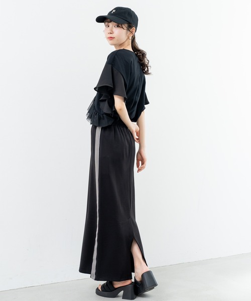 ANNA LUNA(アンナルナ)の「【ANNA LUNA】甘すぎない 大人 の フリル Tシャツ(Tシャツ/カットソー・レディース・ブラック/オフホワイト・MEDIUM)」の9枚目の写真