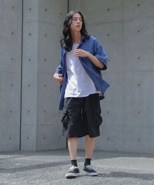 MDR(エムディアール)の「マルチストライプ柄レギュラーカラー半袖シャツ(シャツ/ブラウス・メンズ・ブルー/オフホワイト/グレー・L/M)」の21枚目の写真