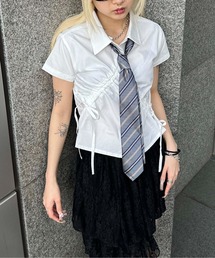アシンメトリーシャーリングシャツ