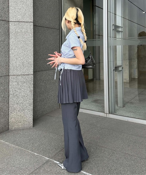sedacle girl(セダクルガール)の「アシンメトリーシャーリングシャツ(シャツ/ブラウス・レディース・ライトブルー/オフホワイト/サックスブルー・MEDIUM/SMALL)」の8枚目の写真