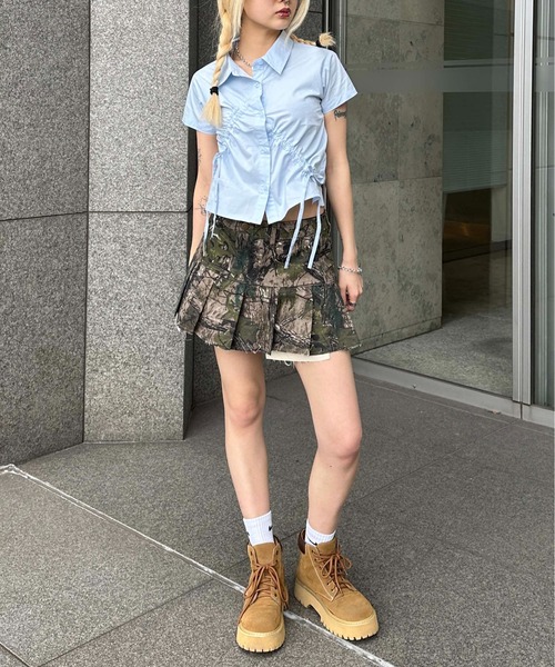 sedacle girl(セダクルガール)の「アシンメトリーシャーリングシャツ(シャツ/ブラウス・レディース・ライトブルー/オフホワイト/サックスブルー・MEDIUM/SMALL)」の18枚目の写真
