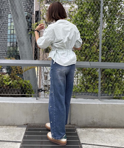 aimoha(アイモハ)の「サイドリボン付き ノーカラーショートブラウス (SS)(シャツ/ブラウス・レディース・ホワイト/ライトベージュ/ブルー・FREE)」の18枚目の写真
