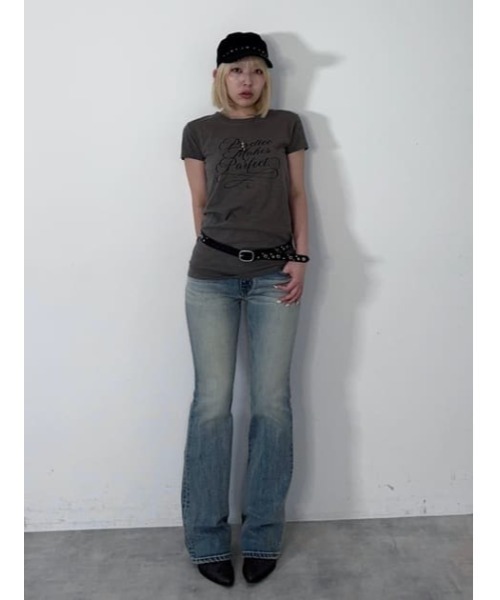 LAGUA GEM(ラグアジェム)の「MESSAGE SLAB チュニック(Tシャツ/カットソー・レディース・アイボリー/ブラック/チャコールグレー・FREE)」の5枚目の写真