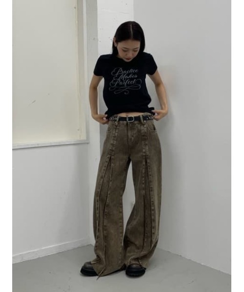 LAGUA GEM(ラグアジェム)の「MESSAGE SLAB チュニック(Tシャツ/カットソー・レディース・アイボリー/ブラック/チャコールグレー・FREE)」の4枚目の写真