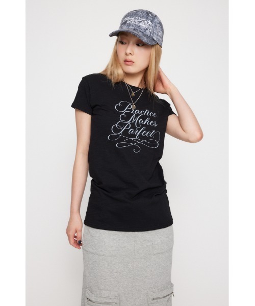 LAGUA GEM(ラグアジェム)の「MESSAGE SLAB チュニック(Tシャツ/カットソー・レディース・アイボリー/ブラック/チャコールグレー・FREE)」の9枚目の写真