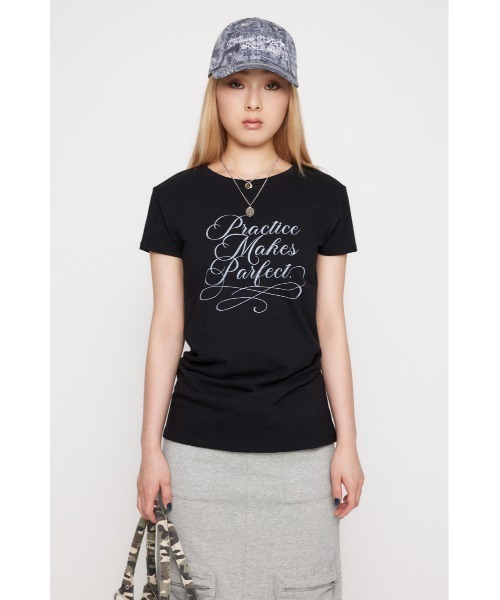 LAGUA GEM(ラグアジェム)の「MESSAGE SLAB チュニック(Tシャツ/カットソー・レディース・アイボリー/ブラック/チャコールグレー・FREE)」の7枚目の写真