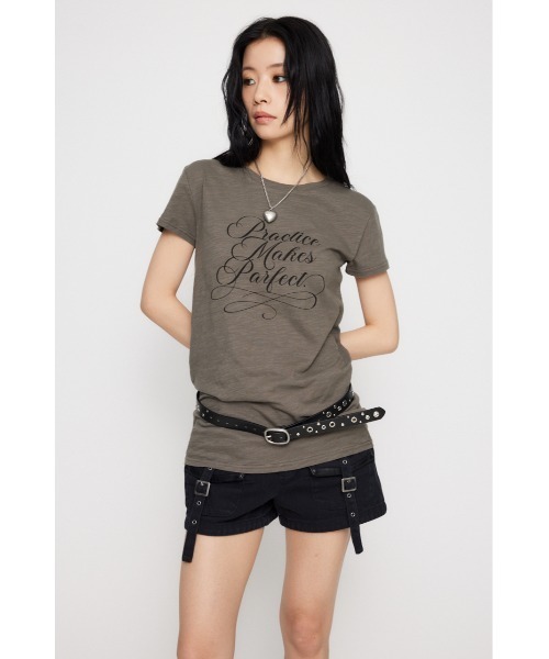 LAGUA GEM(ラグアジェム)の「MESSAGE SLAB チュニック(Tシャツ/カットソー・レディース・アイボリー/ブラック/チャコールグレー・FREE)」の13枚目の写真