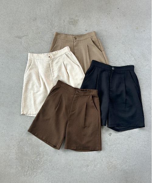ad thie(アドティエ)の「リネンライク タックハーフパンツ(その他パンツ・レディース・ベージュ/ダークブラウン/ブラック/ナチュラル・FREE)」の15枚目の写真