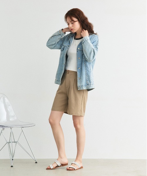 ad thie(アドティエ)の「リネンライク タックハーフパンツ(その他パンツ・レディース・ベージュ/ダークブラウン/ブラック/ナチュラル・FREE)」の16枚目の写真