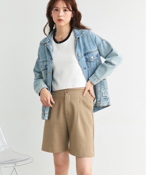 ad thie(アドティエ)の「リネンライク タックハーフパンツ(その他パンツ・レディース・ベージュ/ダークブラウン/ブラック/ナチュラル・FREE)」の19枚目の写真