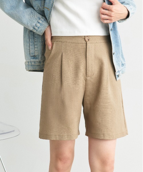 ad thie(アドティエ)の「リネンライク タックハーフパンツ(その他パンツ・レディース・ベージュ/ダークブラウン/ブラック/ナチュラル・FREE)」の20枚目の写真