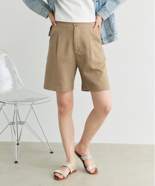 ad thie(アドティエ)の「リネンライク タックハーフパンツ(その他パンツ・レディース・ベージュ/ダークブラウン/ブラック/ナチュラル・FREE)」の21枚目の写真