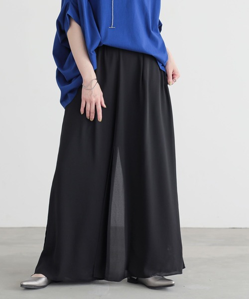n'OrLABEL（ノアールレーベル）の「【接触冷感】シアードッキングカットソーワイドパンツ（その他パンツ・レディース・グリーン/ブルー/テラコッタ/ブラック・2/1）」の2枚目の写真