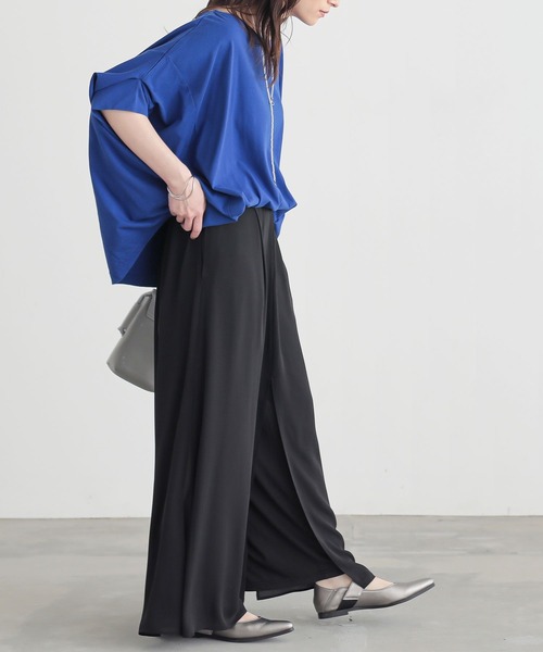 n'OrLABEL（ノアールレーベル）の「【接触冷感】シアードッキングカットソーワイドパンツ（その他パンツ・レディース・グリーン/ブルー/テラコッタ/ブラック・2/1）」の13枚目の写真