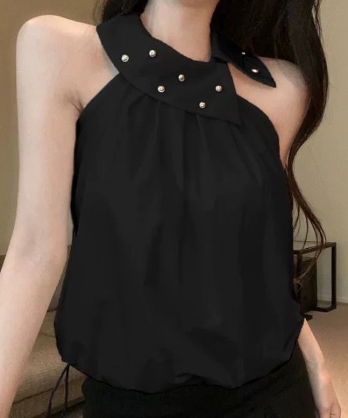 【d.i.a】ジッパーキャミソール　メタルスタッズ d.i.a】ジッパーキャミソール メタルスタッズ リブストライプ