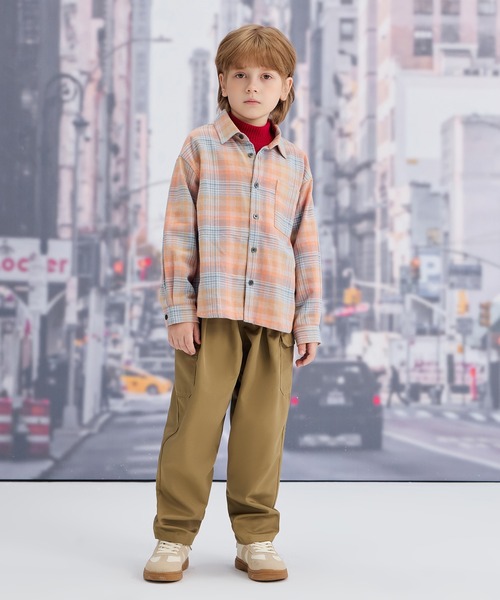 combimini（コンビミニ）の「長袖前開きオリジナルビエラチェックシャツ（シャツ/ブラウス・キッズ・シャーベット・110/120/130/140）」の4枚目の写真