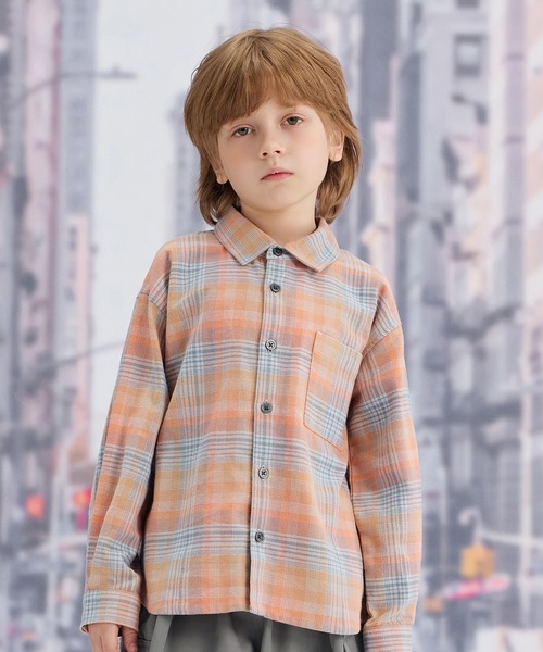 combimini（コンビミニ）の「長袖前開きオリジナルビエラチェックシャツ（シャツ/ブラウス・キッズ・シャーベット・110/120/130/140）」の8枚目の写真