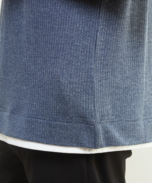 MEN'S MELROSE（メンズメルローズ）の「リンクスストライプキーネックフェイクレイヤードTシャツ（Tシャツ/カットソー・メンズ・ネイビー/チャコールグレー/ライトグレー・4/3/2）」の9枚目の写真