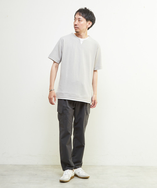 MEN'S MELROSE（メンズメルローズ）の「リンクスストライプキーネックフェイクレイヤードTシャツ（Tシャツ/カットソー・メンズ・ネイビー/チャコールグレー/ライトグレー・4/3/2）」の14枚目の写真