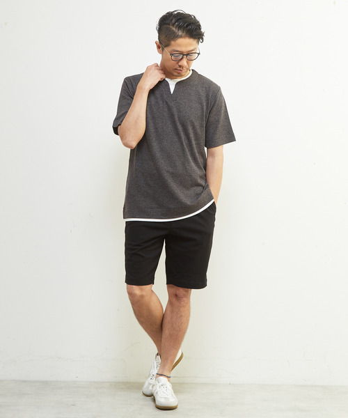 MEN'S MELROSE（メンズメルローズ）の「リンクスストライプキーネックフェイクレイヤードTシャツ（Tシャツ/カットソー・メンズ・ネイビー/チャコールグレー/ライトグレー・4/3/2）」の22枚目の写真