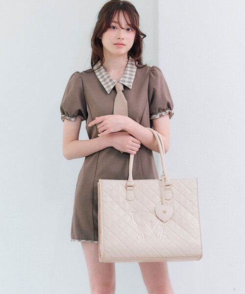 OLIVE des OLIVE（オリーブデオリーブ）の「【キャリーオン/大容量】Aimerianejoieキルティングキャリーオントート（トートバッグ・レディース・ベージュ/ライトグレー/アイボリー/ブラック・FREE）」の16枚目の写真