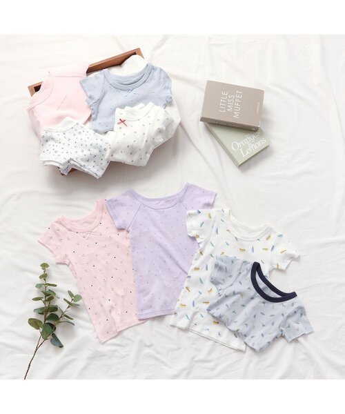 apres les cours（アプレレクール）の「GIRLSリブ半袖肌着（インナーウェア/肌着・キッズ・オフホワイト/サックスブルー/ピンク・80/90/100/110/120/130）」の8枚目の写真