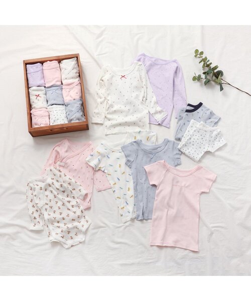 apres les cours（アプレレクール）の「GIRLSリブ半袖肌着（インナーウェア/肌着・キッズ・オフホワイト/サックスブルー/ピンク・80/90/100/110/120/130）」の7枚目の写真