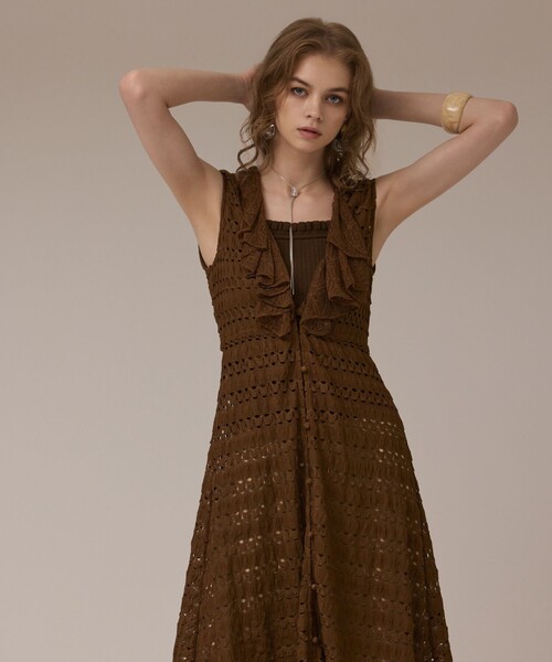 GRACE CONTINENTAL（グレースコンチネンタル）の「レースロングカーディガン（カーディガン/ボレロ・レディース・ブラック/ブラウン・36）」の5枚目の写真