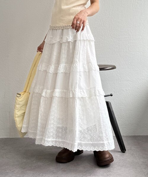 w closet（ダブルクローゼット）の「シアーチェックティアードスカート
