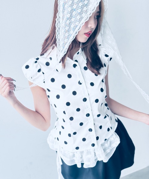 チャンマー　ふんわりブラウス セール】【水玉】ハーフパフブラウス（シャツ/ブラウス）｜Y2K