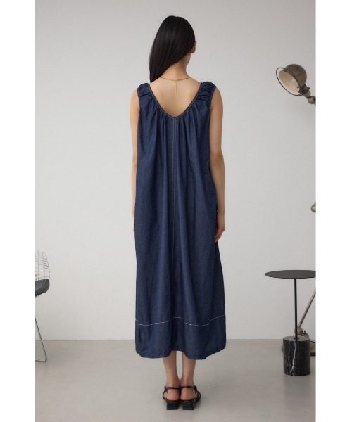 ムーミンパパ　マックスマーラ バルーンスリーブワンピース ブルー セール】前後2WAYバルーンギャザーワンピース（ワンピース）｜AZUL BY