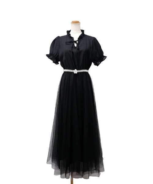 CLOTHY(クロシィ)の「【オケージョンやお出かけにも◎】パールベルト付きドレス(ドレス・レディース・ベージュ/ブラック・MEDIUM)」の4枚目の写真