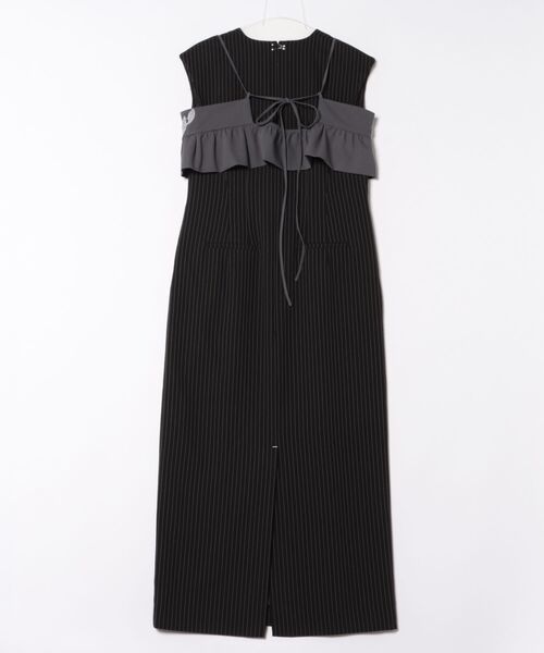 ★新品★ピンストライプ・テーラードビスチェドレス(ブラック） ANDRESD ドレス pinstripe tailored bustier dress ピン