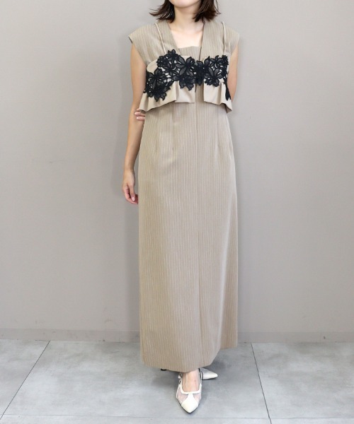 ANDRESD ピンストライプスリーブレスビスチェドレス pinstripe sleeveless bustier dress / ピンストライプスリーブ