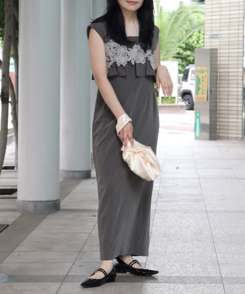 ANDRESD ピンストライプスリーブレスビスチェドレス pinstripe sleeveless bustier dress / ピンストライプスリーブ