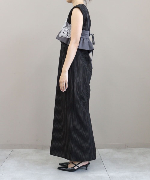 スーツ・フォーマル・ドレス ANDRESED pinstripe sleeveless bustier ANDRESD ドレス ピンストライプスリーブレスビスチェドレス