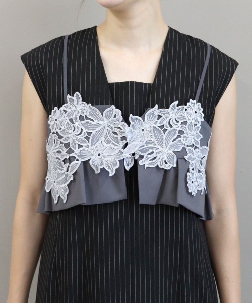ANDRESD ピンストライプスリーブレスビスチェドレス pinstripe sleeveless bustier dress / ピンストライプスリーブ