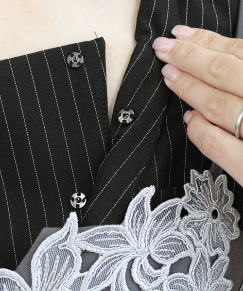 DONOBAN（ドノバン）の「【ANDRESD】pinstripe sleeveless bustier dress［ピンストライプスリーブレスビスチェドレス］（セットアップ・レディース・ブラック/ベージュ/グレー・L/M/S）」の6枚目の写真
