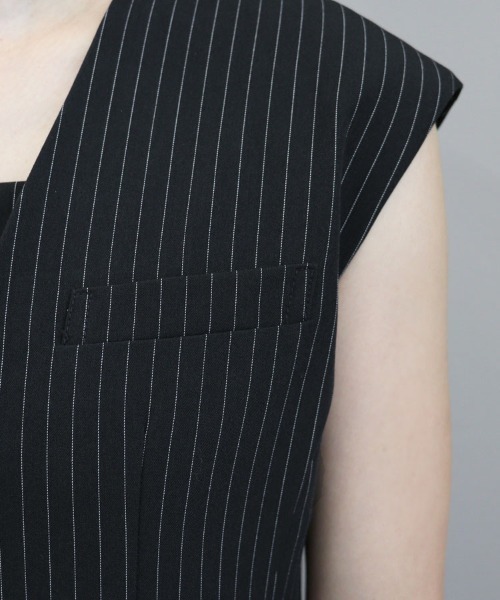 DONOBAN（ドノバン）の「【ANDRESD】pinstripe sleeveless bustier dress［ピンストライプスリーブレスビスチェドレス］（セットアップ・レディース・ブラック/ベージュ/グレー・L/M/S）」の10枚目の写真