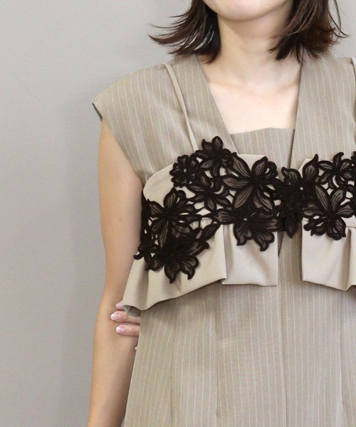 ANDRESD】pinstripe sleeveless bustier dress［ピンストライプ