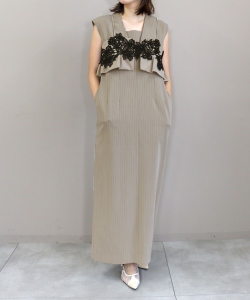 スーツ・フォーマル・ドレス ANDRESED pinstripe sleeveless bustier ANDRESD】pinstripe sleeveless bustier dress | アンドレスド(ANDRESD