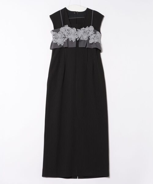 セール】【ANDRESD】pinstripe sleeveless bustier dress［ピン