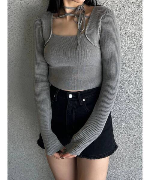 EMODA(エモダ)の「レイヤーコンパクトチョーカーニット(ニット/セーター・レディース・ブルー/ブラック/グレー/アイボリー・FREE)」の15枚目の写真