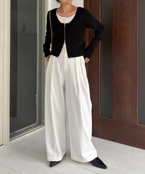 CAPRICIEUX LE'MAGE(カプリシューレマージュ)の「【選べる4サイズ展開】2タックコットンパンツ(その他パンツ・レディース・ホワイト/ブラック・38/PS/TM/36)」の8枚目の写真